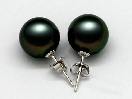7-8 mm Black Freshwater Pearl Set 14K Gold